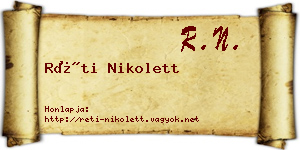 Réti Nikolett névjegykártya